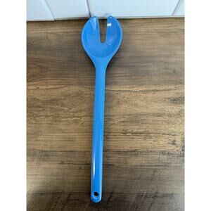 Aqua Blue Melamine Slotted Spoon Kitchen Utensil Stir Serve Mix Vintage